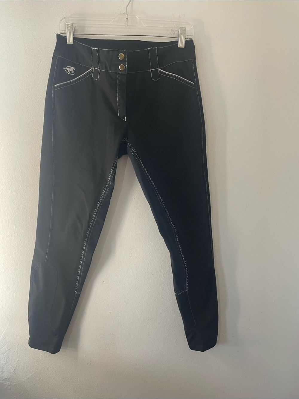 Black Women's Breeches Riding Pants with Contrast Stitching